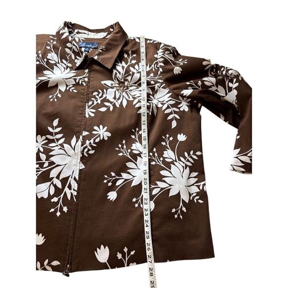 Susan Graver brown and white floral patterned jacket - 3X - Picture 4 of 8